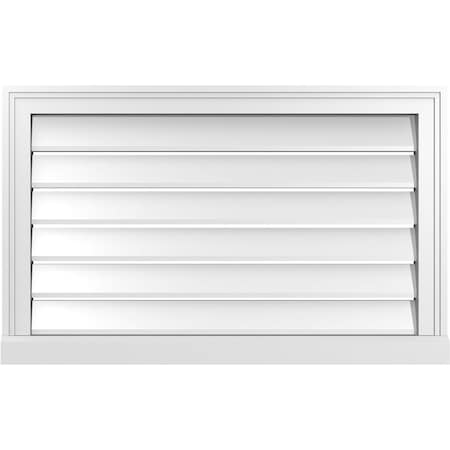 Ekena Millwork Vertical Surface Mount PVC Gable Vent: Functional, w/ 2"W x 2"P Brickmould Sill Frame, 32"W x 20"H GVPVE32X2003SF